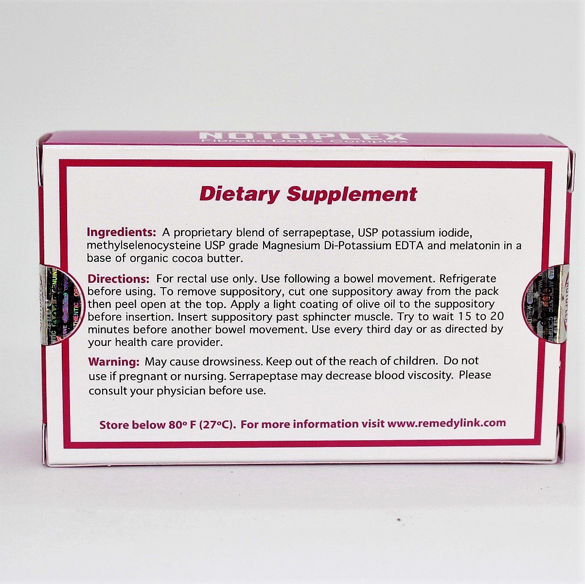 Notoplex: Fibrotic, Plaque and Autophagy Detox (10 Suppositories)